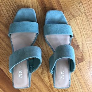 Turquoise platform heels